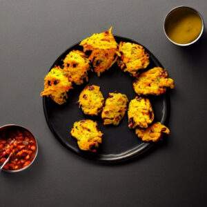 AI Driven Recipe Spicy Southwest Corn Fritters with Chipotle Aioli and side of black beans (2)